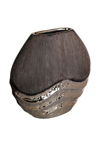 OEM Brown Vase with Champagne Embossed Base 22x6.5x20.5cm