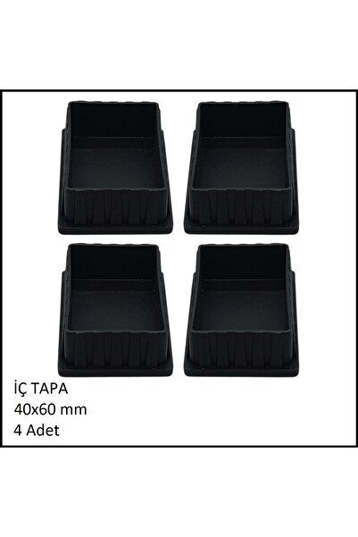 Adilon Plastik İç Tapa, Profil Tapası, Dikdörtgen, Siyah, 40x60 mm (4 Adet)