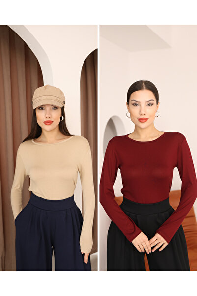 ParlaMira Women's 2-Piece Women's Long Sleeve Crew Neck Stretch Fabric Combed...