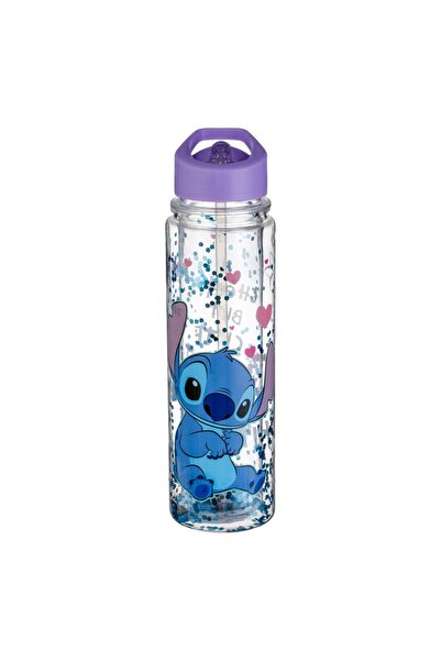 OEM Transparent Flip Top Water Bottle with Double Wall & Lila Stitch Glitter ...