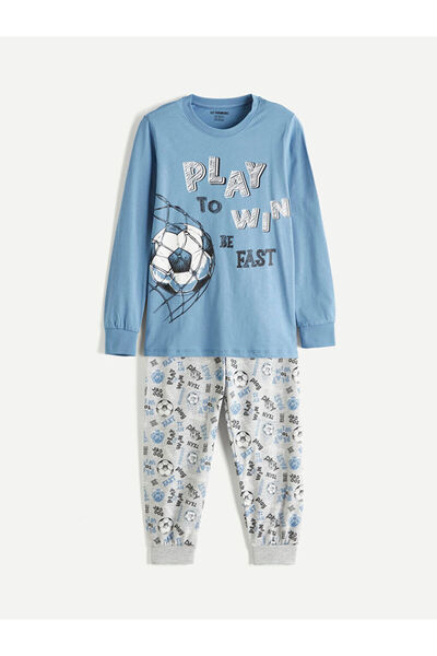 LC Waikiki Синьо колело Яка Печатни момчешки пижами