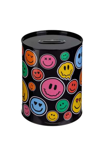 OEM Pusculita Metalica Neagra cu Model Emoji Ø12x16cm