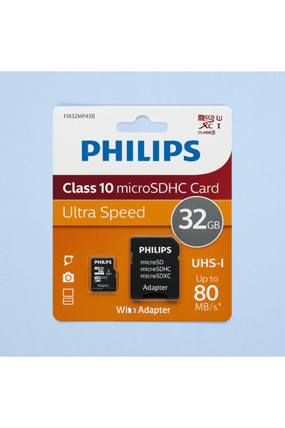 Philips FM32MP45B, 32GB, SDHC, UHS-I, V10, Class10, MicroSD Kart Bellek (SD A...