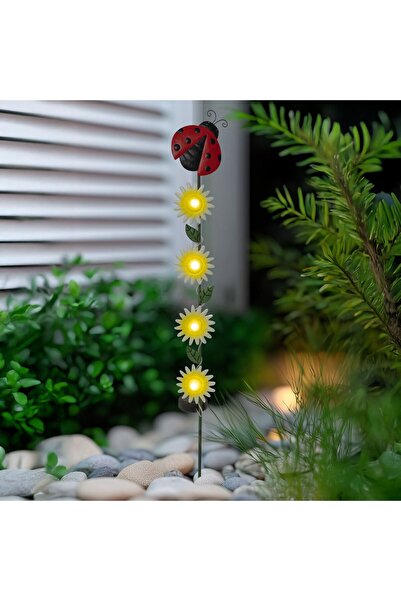 OEM Solar Garden Stick Daisy & Ladybug with 4 LED Bulbs 81cm - (Warm White)