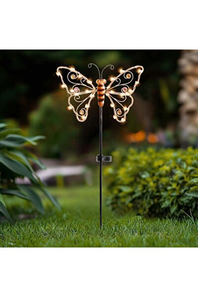 OEM Lampa Solara cu Stick Figurina de Fluture Metalic Bronz & 30 de Becuri LE...