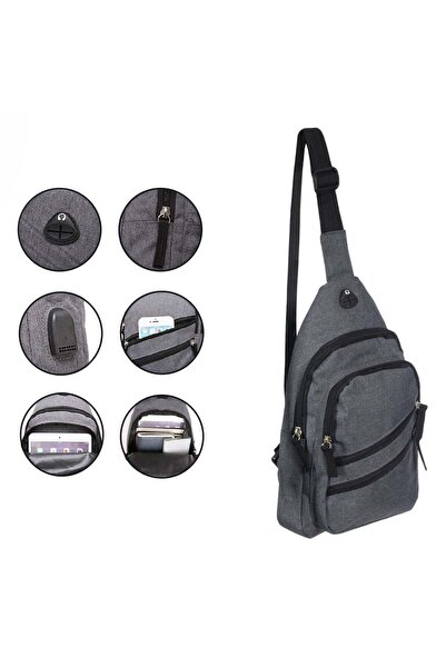 OEM Men's Backpack Gray with USB 18x8x32cm