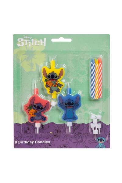 OEM Birthday Candles with Stitch Figurine & 6 Simples - 9pcs