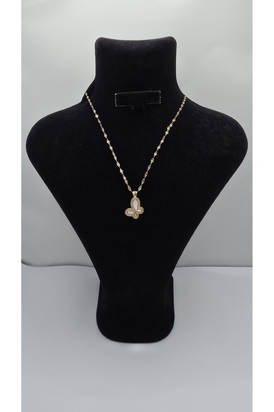 ahsenaksesuar2025 Stainless Steel Gold Color Butterfly Model, Zircon Stone Ne...