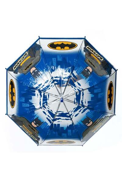 OEM Batman Blue Transparent Automatic Cane Rain Umbrella for Kids 81cm
