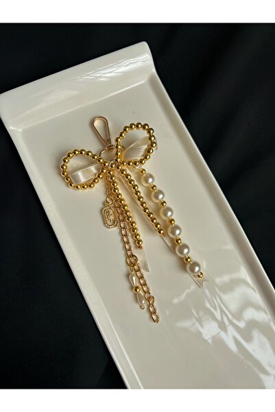 Handmade Gold detaylı incili el yapımı çanta charmı çanta süsü çanta aksesuarı