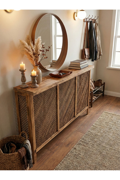 Sedefira Doğal Ahşap Petek Kaplama Dresuar, Radyatör Gizleyici, Dekoratif Pet...