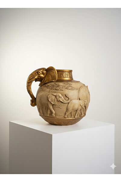 HİSTİCARET FİL SAFARİ DESENLİ DEKORATİF POLYESTER BİBLO/VAZO/SÜS