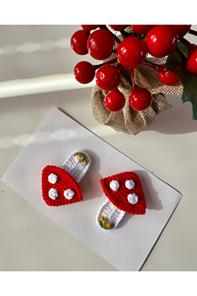 livadesign7 Hair Clip Special Mushroom Design Handmade 2-Piece Snap Clip Set