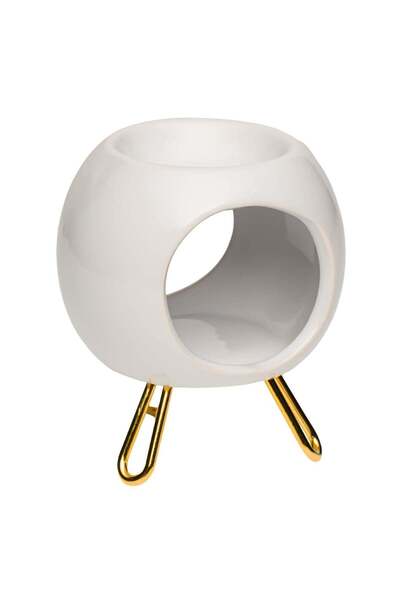 OEM Suport pentru Ulei Parfumat Ceramic Alb cu Picioruse Aurii Ø8.5x11cm