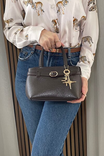 themoiss Women's Brown Handbag - Adjustable Long Strap - with Charm Gift - Fibag