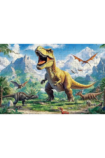 EXİN لغز ديناصورات خشبي مكون من 120 قطعة |   لغز تعليمي للأطفال