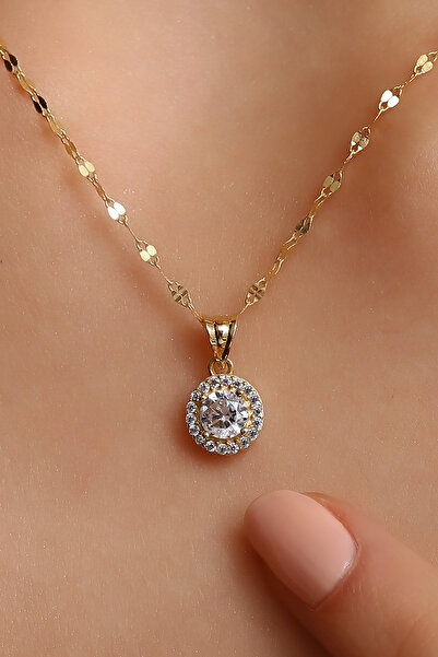 Cemre Gold 14 AYAR ALTIN ŞIK TEKTAŞ KOLYE