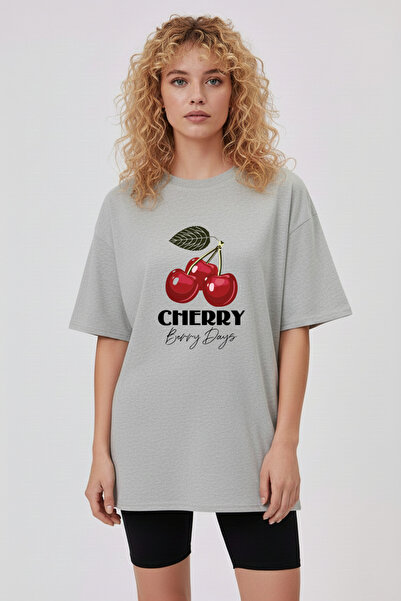 Let's Wear Cherry Patterned Regular Fit 100% Cotton T-Shirt