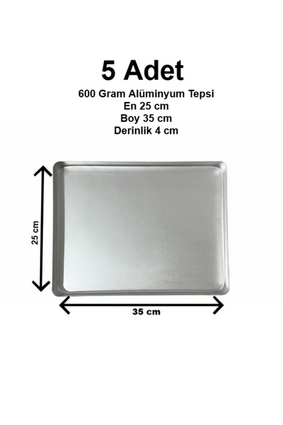 Öz Mutfak 5 Adet Alüminyum Baklava Ve Börek Tepsisi 25x35x4 Cm - 600 Gram
