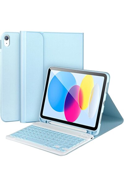 HYX Case for iPad 11/10th Generation Case with wireless Keyboard Blue