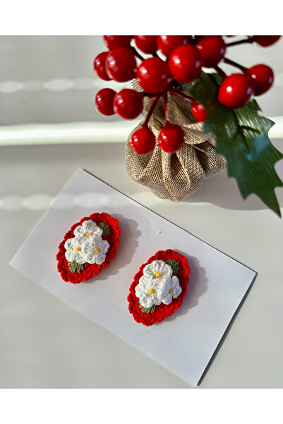 livadesign7 Hair Clip Special Floral Design Handmade Set of 2 Snap Clips