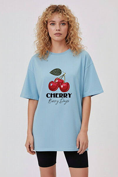 Let's Wear Cherry Patterned Regular Fit 100% Cotton T-Shirt