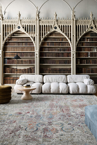 Vog Halı Lidya Eskitme Bej Çok Renkli Rengi Bambu Viskon Akrilik Soyut Desen ...