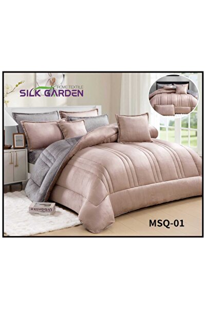 silk Double winter bedspread set consisting of 8 pieces, plain embossed, luxu...