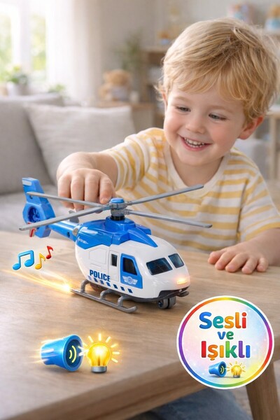 TOYFEST Sesli ve Işıklı Çek Bırak Die Cast Helikopter - 20 CM