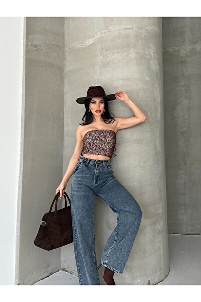 Sezka Life Women's Snow Wash Blue Baggy Loose, Wide Leg Pants Denim Trousers ...