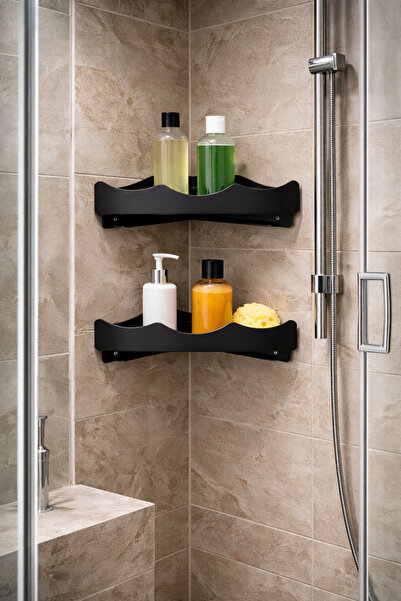 mee wall art رف دش زاوي من الفولاذ المقاوم للصدأ بطبقتين - عصري ومتين