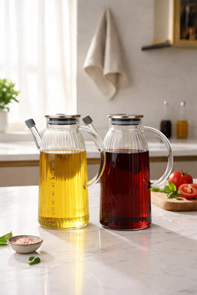 Paşabahçe 2'li Cam Ölçülü Borosilikat Yağlık Sirkelik 1000ml Yağdanlık