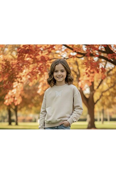 Kız Çocuk Sweatshirt Yumuşak Doku Baskılı Üst