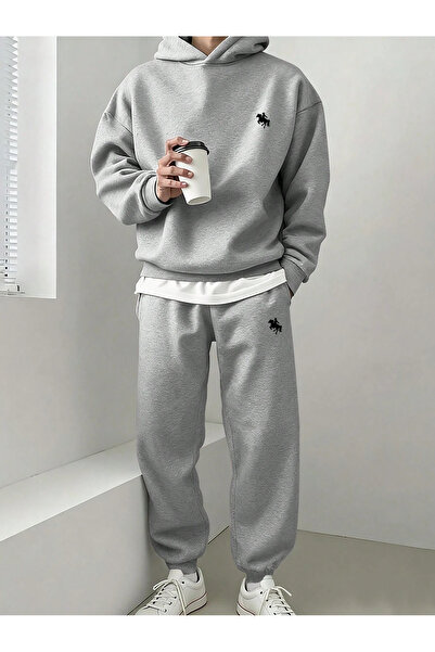 macklin Unisex Women Men Horse Jockey Printed Oversized 3 Thread K Hooded Tra...