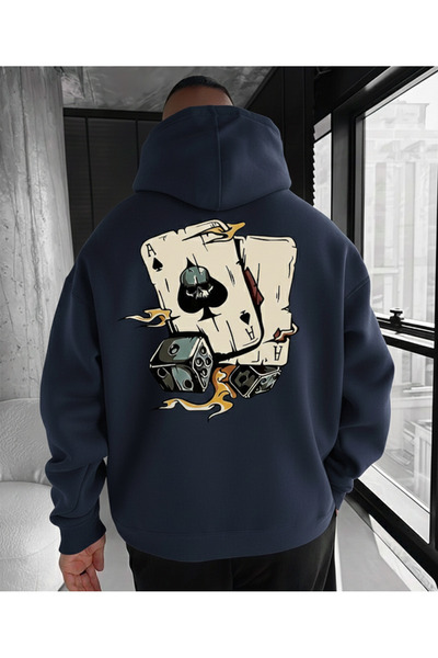 Mayer Butik Unisex Men/Women Poker Card Printed Cotton Oversized Hooded Sweat...