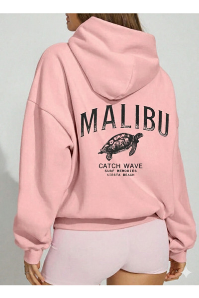 Mayer Butik Unisex Men/Women Malibu Printed Cotton Oversized Hooded Sweatshirt