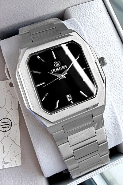 Homies ساعة يد رجالية أصلية مع تقويم هدية، سوار فولاذي فضي اللون 3 ATM مقاوم ...