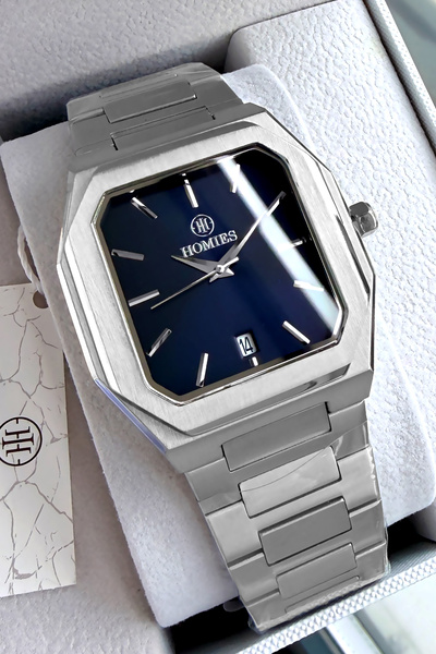 Homies ساعة يد رجالية أصلية مع تقويم هدية، سوار فولاذي فضي اللون 3 ATM مقاوم ...