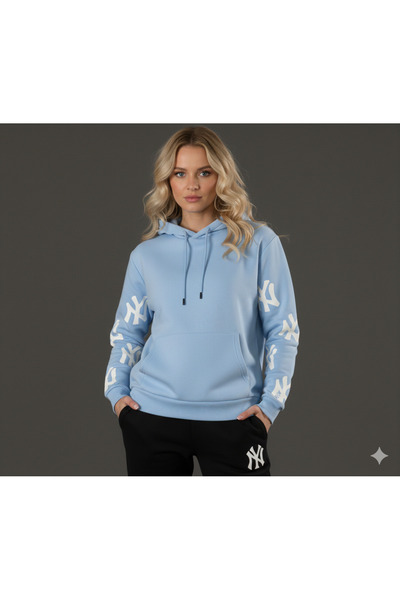 ALİ.COM Unisex Ny Printed Hooded Oversized 3 Thread Fleece-Lined Casual Loose...