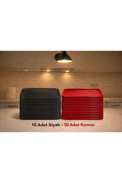 PEARSTORE 10 Pieces Red 10 Pieces Black 20X30 No0 Fast Food Tray - , Serving ...