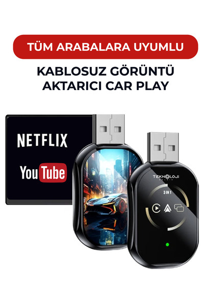 Teknoloji Gelsin Kablosuz Car Play Multimedya Adaptörü Ios ve Android Uyumlu ...