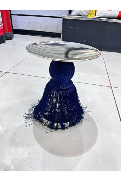 South house Luxury serving stand with blue tassel trim, 28cm diameter