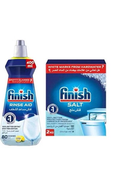 Finish سائل غسيل الأطباق برائحة الليمون 400 مل + ملح غسيل الأطباق - 2 كجم