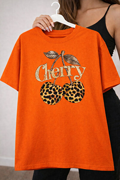 Infire clothing Oversized Unisex 100% Cotton Cherry Printed T-Shirt