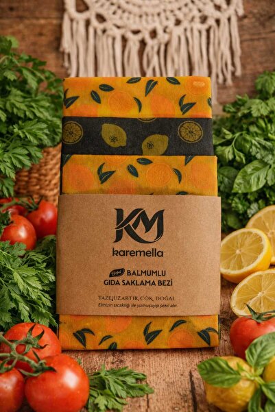Karemella %100 Organik ve Doğal Balmumlu Tekrar Kullanılabilen Balmumu Gıda S...