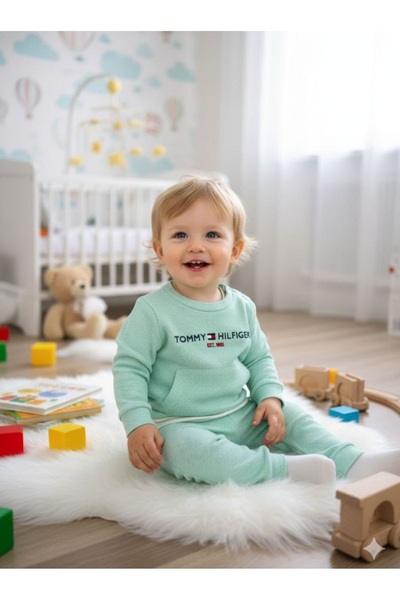 BEGONYA BEBECE KIDS طقم ملابس أطفال من القطن 100% بنسيج الوافل للاستخدام المو...