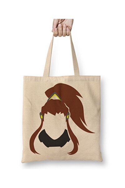 Toyaso بريجيت - حقيبة تسوق من القماش الأبيض من Overwatch ذات مقبض طويل وحقيبة...