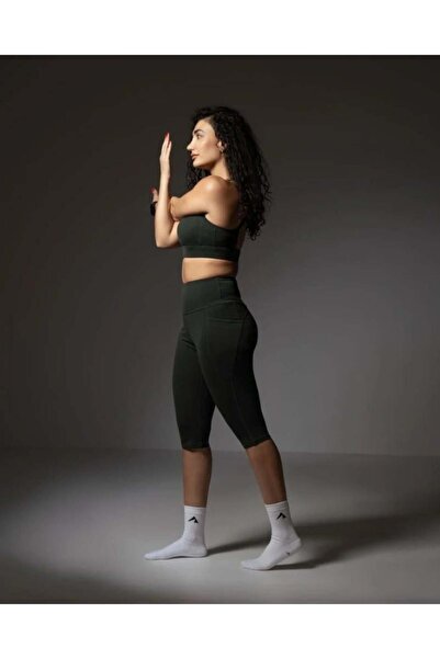 Generic Women's below-the-knee sports shorts, dark green, Large