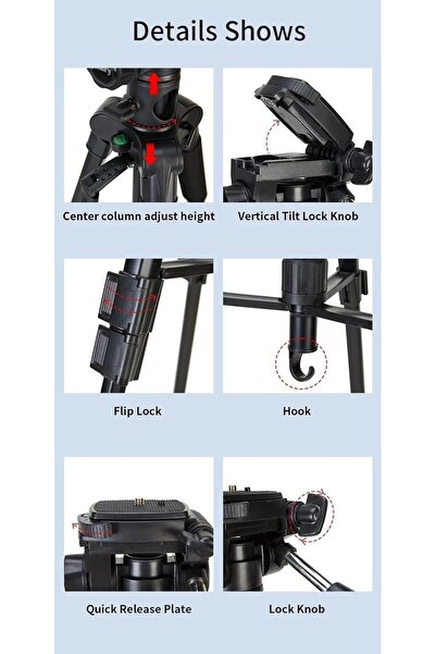 Generic حامل ثلاثي احترافي لكاميرات DSLR والكاميرات عديمة المرآة