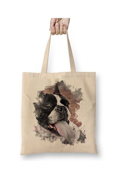 Toyaso Frenchies Pug Dog Geantă de pânză albă Geantă de cumpărături cu mâner ...